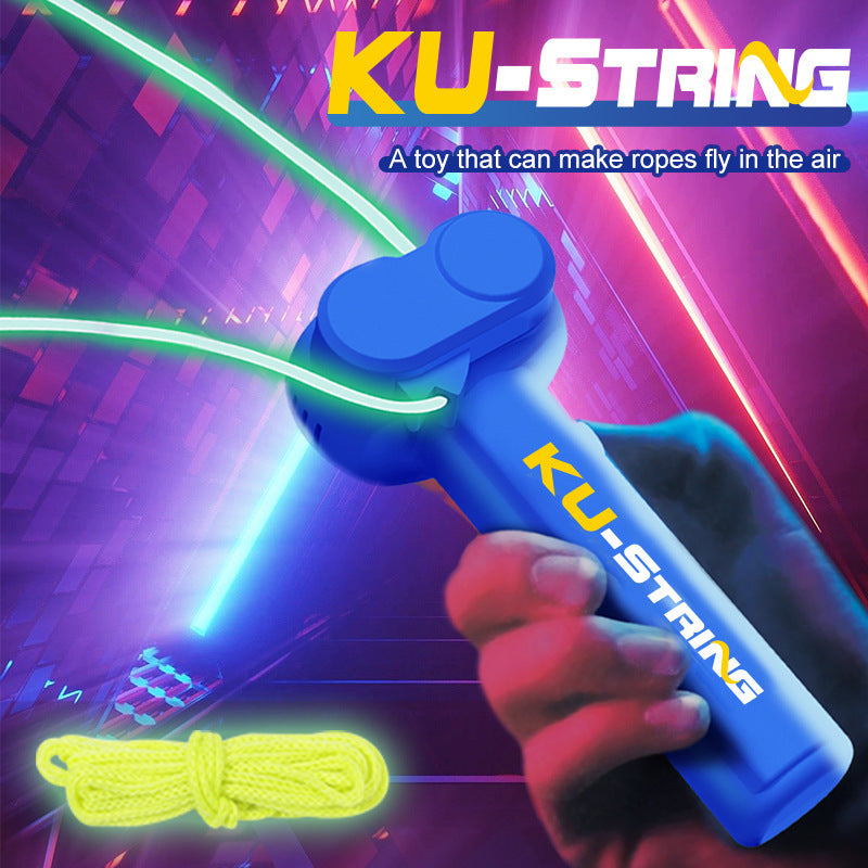 Cross-border Glow-in-the-Dark Yarn Gun Electric Rope Launcher High-Speed Rope Ejector Educational Shooting Stress-Relief Toy Drop Shipping Wholesale