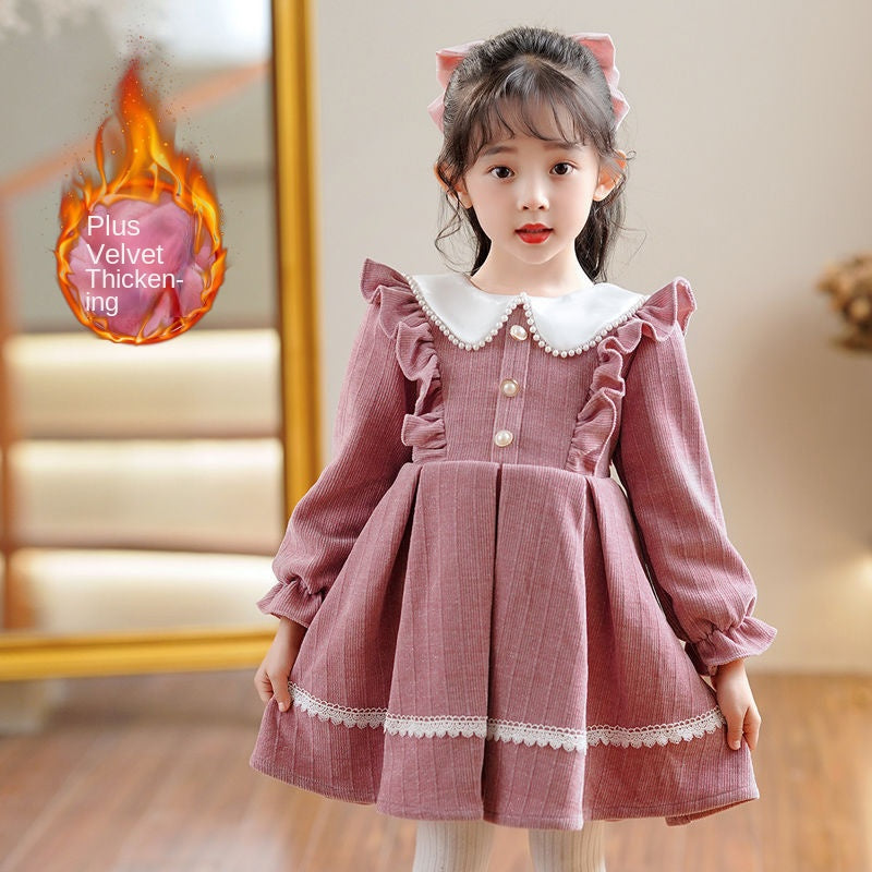 Red little girl dress autumn children's princess dress