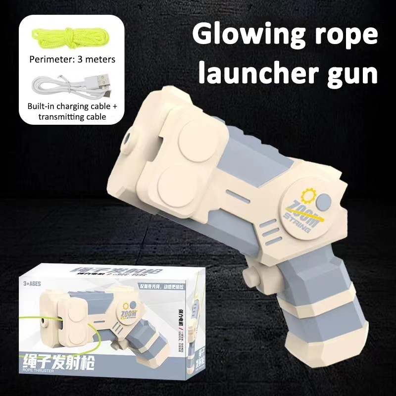 Cross-border Glow-in-the-Dark Yarn Gun Electric Rope Launcher High-Speed Rope Ejector Educational Shooting Stress-Relief Toy Drop Shipping Wholesale