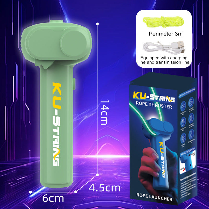 Cross-border Glow-in-the-Dark Yarn Gun Electric Rope Launcher High-Speed Rope Ejector Educational Shooting Stress-Relief Toy Drop Shipping Wholesale