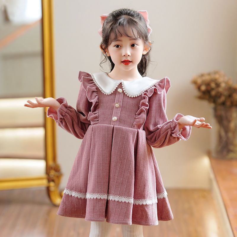 Red little girl dress autumn children's princess dress